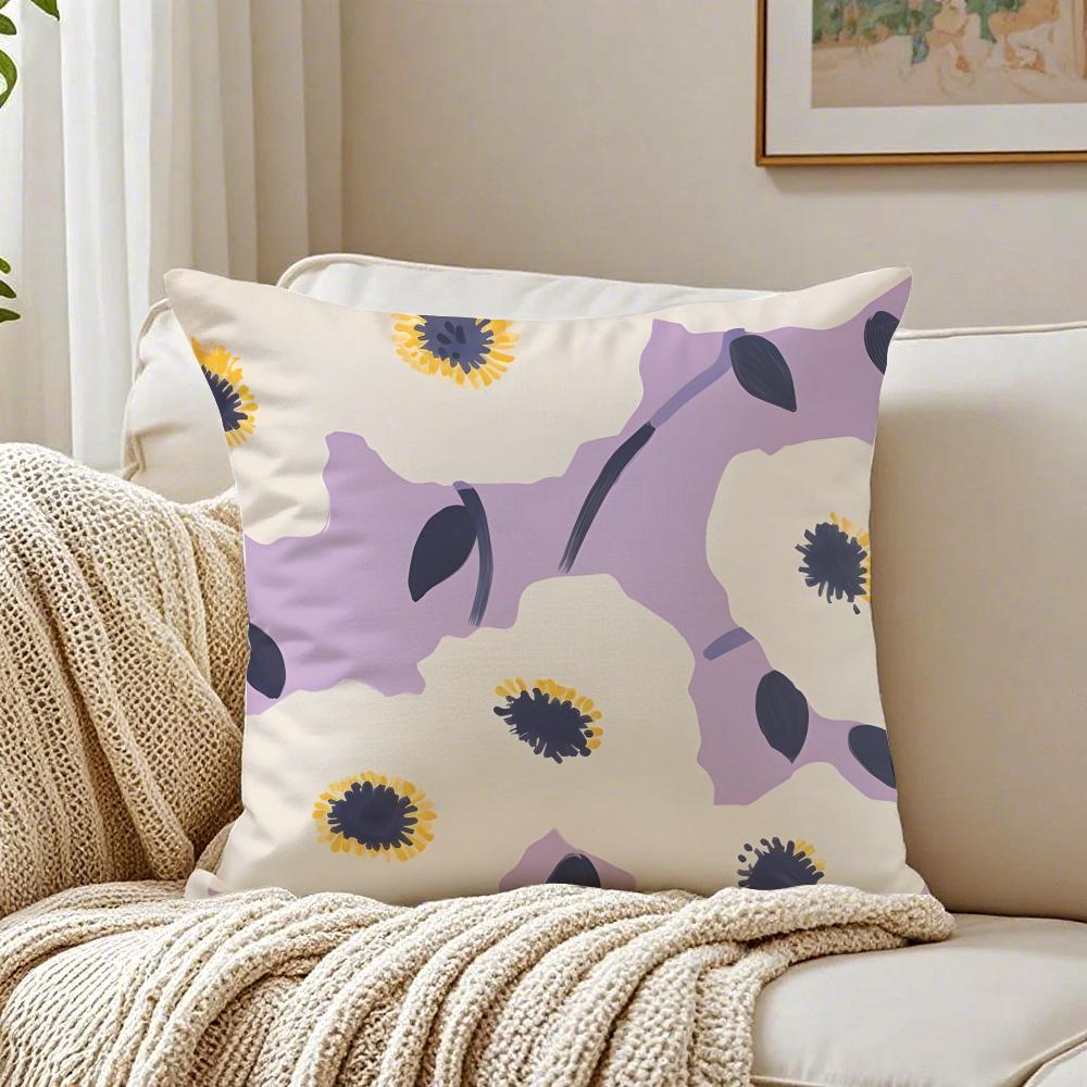 Colorful Pretty Flower Pillow Case Organic Short Plush Cushion Covers Breathable Washable WrinkleResistant