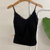 Honey J Women Ribbed Lace Built In Cap Sleeveless Top  3 Colors 