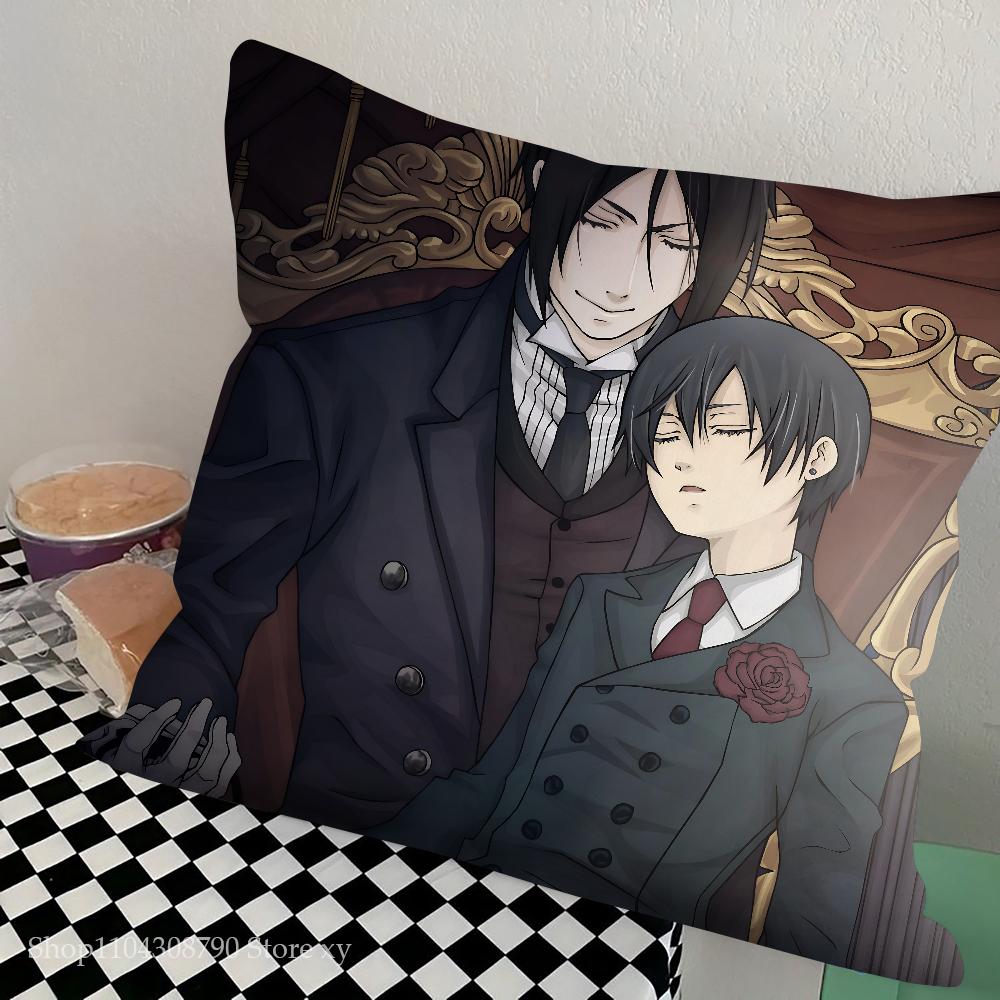 Black Butler Anime Kuddfodral Mode Fyrkantigt Kuddfodral Sovrum Soffa Rum Ins Dekoration Fritid Kuddfodral 40x40
