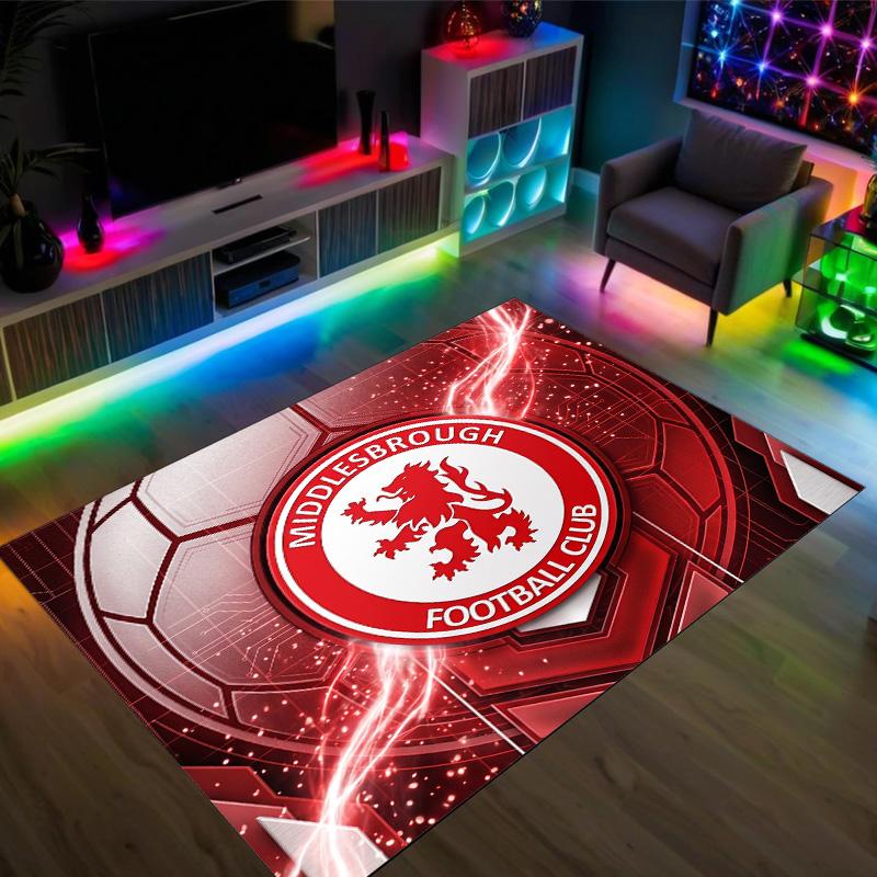 Middlesbrough Football Design Crystal Velvet Carpet Cozy Non?Slip Printed Rug For Bedroom Living Room Entrance