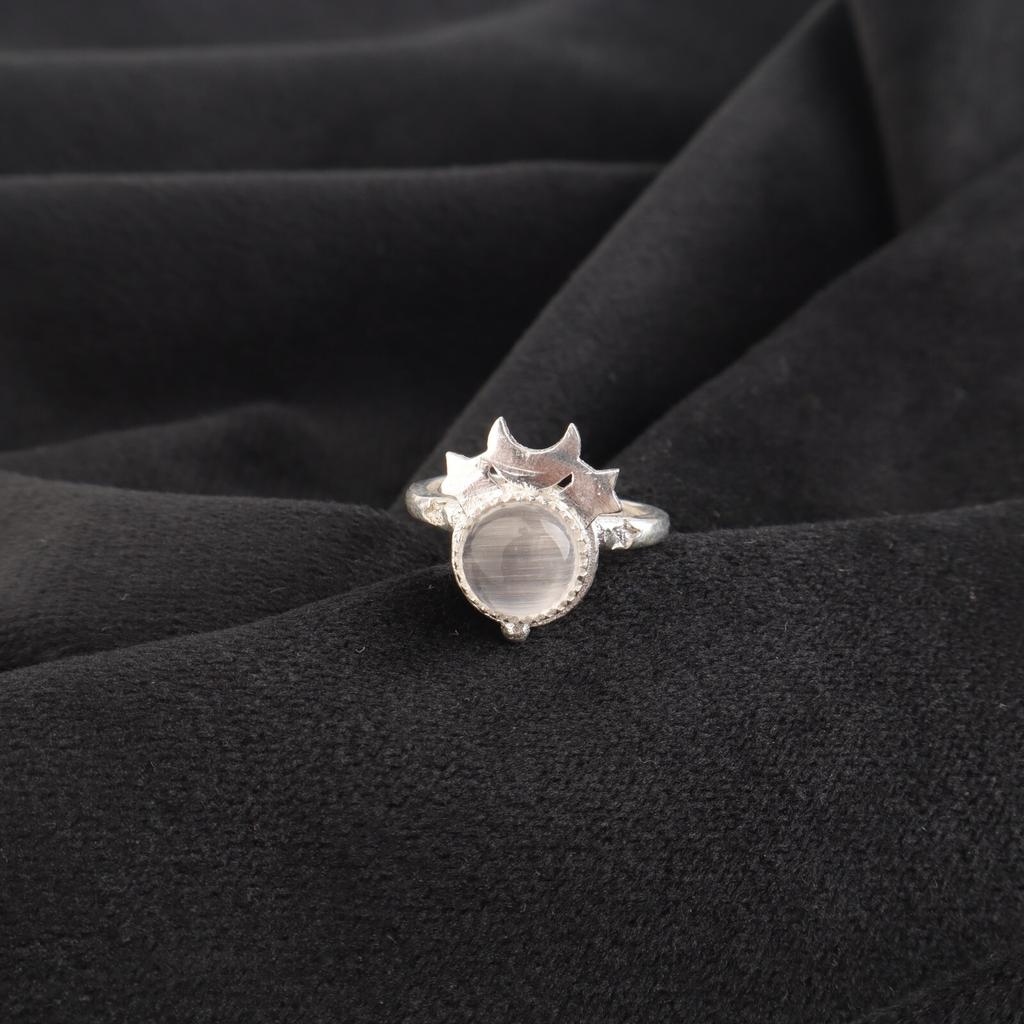 Natural Selenite Gemstone 925 Sterling Silver Jewelry Handmade Ring Gift for Her RR-67-35