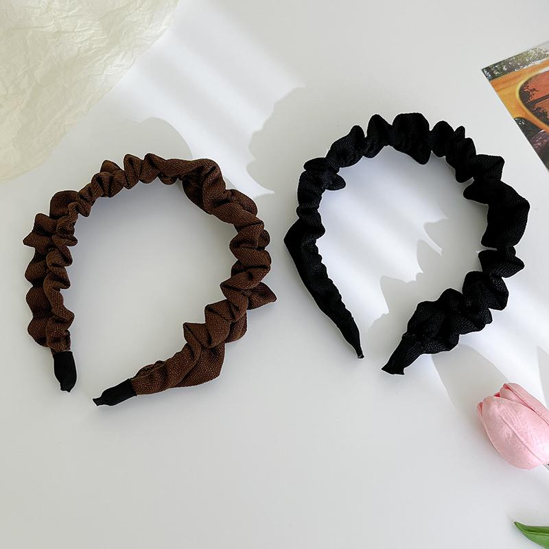 Korean Fabric Pleated Headband Elegant Women Fabric Lace Wide-brimmed Hair Band Fixed Hoop Hairband Girls Hair Accessories