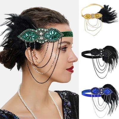Federn Stirnband Pailletten Stirnband für Maskerade Masken Party Federn Fascinators Stirnband Cocktail Kopfschmuck