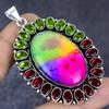 Natural Solar Quartz, Peridot 925 Sterling Silver Jewelry Pendant 2.76" ETC-13787