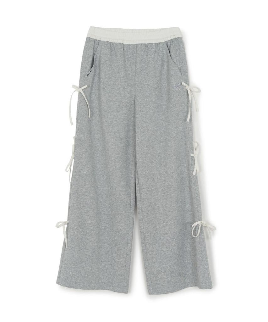 Emelbi Women'S Basic Side Ribbon Wide Pants Nym (Melange Grey)