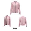 Women's Fashion Bomber Jacket Casual Cotton Coat Stand Collar Slim Fit Long Sleeve Thick Outerwear Ladies Motorcycle Basic Coats