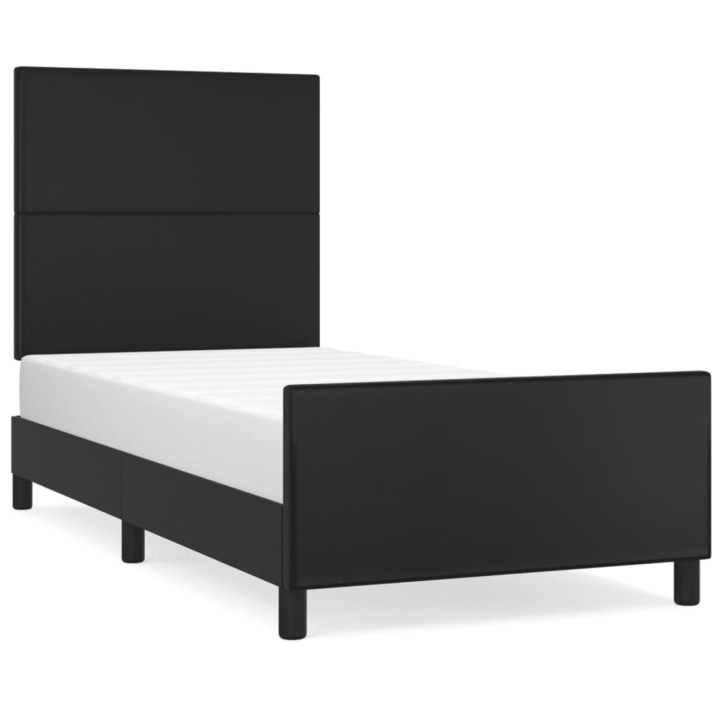Bed Frame with Headboard Black 90 x 190 cm Faux Leather
