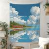Train Moving Through the Clouds Digital Printing Polyester Wall Tapestry Suitable for Use In Living Rooms Bedrooms Bars Party