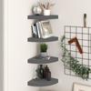 VidaXL Floating Corner Shelves 4 Pcs Glossy Grey 25x25x3.8cm MDF
