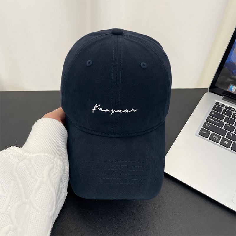 Retro Letter Baseball Cap Female Simple Versatile Sun Hat Big Head Circumference Soft Top Cap Female