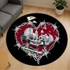 1pc Skulls BarbedWire Round Chair Mat Office Area Rug - Non-Slip, Floor Mat for Office, Bedroom, and Indoor Decor P127119