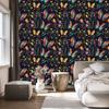 Wallpaper Colorful Butterflies Navy Blue and Indigo for Living Room and Bedroom 50x1000