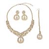 Exotic Style, Court Retro Rhinestone Necklace, Earrings, Forehead Set, Bridal Banquet Dress Accessories