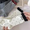 Women Cotton Long Socks Soft Breathable Cute Dots Frilly Edge Retro Preppy Style Comfortable Casual Fashion Socks For Everyday