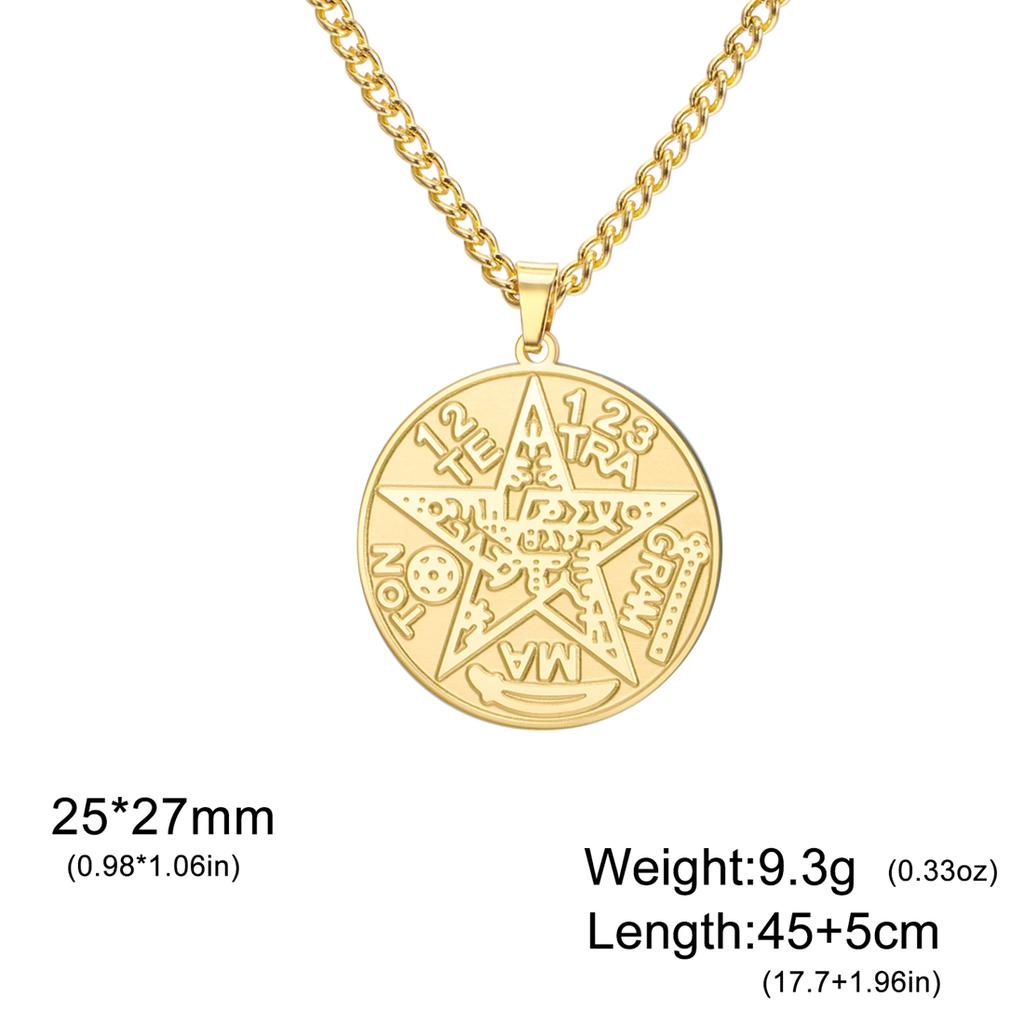 Tetragrammaton Pentagram Necklaces Stainless Steel Vintage Magical God Name Pendant Chain Pentacle Solomon Jewelry Gifts