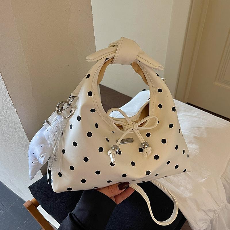 Dot Pattern Bow Bag - Fashionable Crossbody Bag, Stylish Single-shoulder Handbag