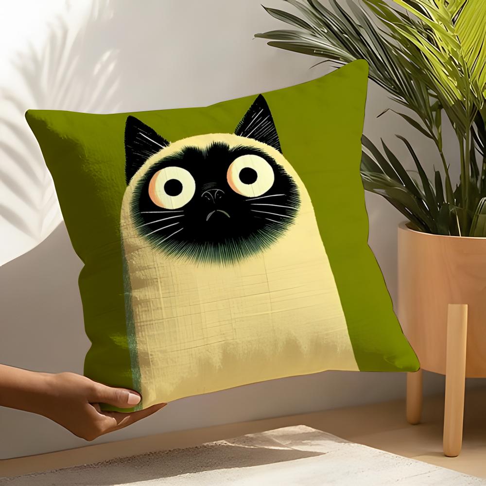 3 Funny And Silly Cat Pattern Pillow Case Home Living Room Decoration Linen Pillowcover Pillow Cases Cushion Cover