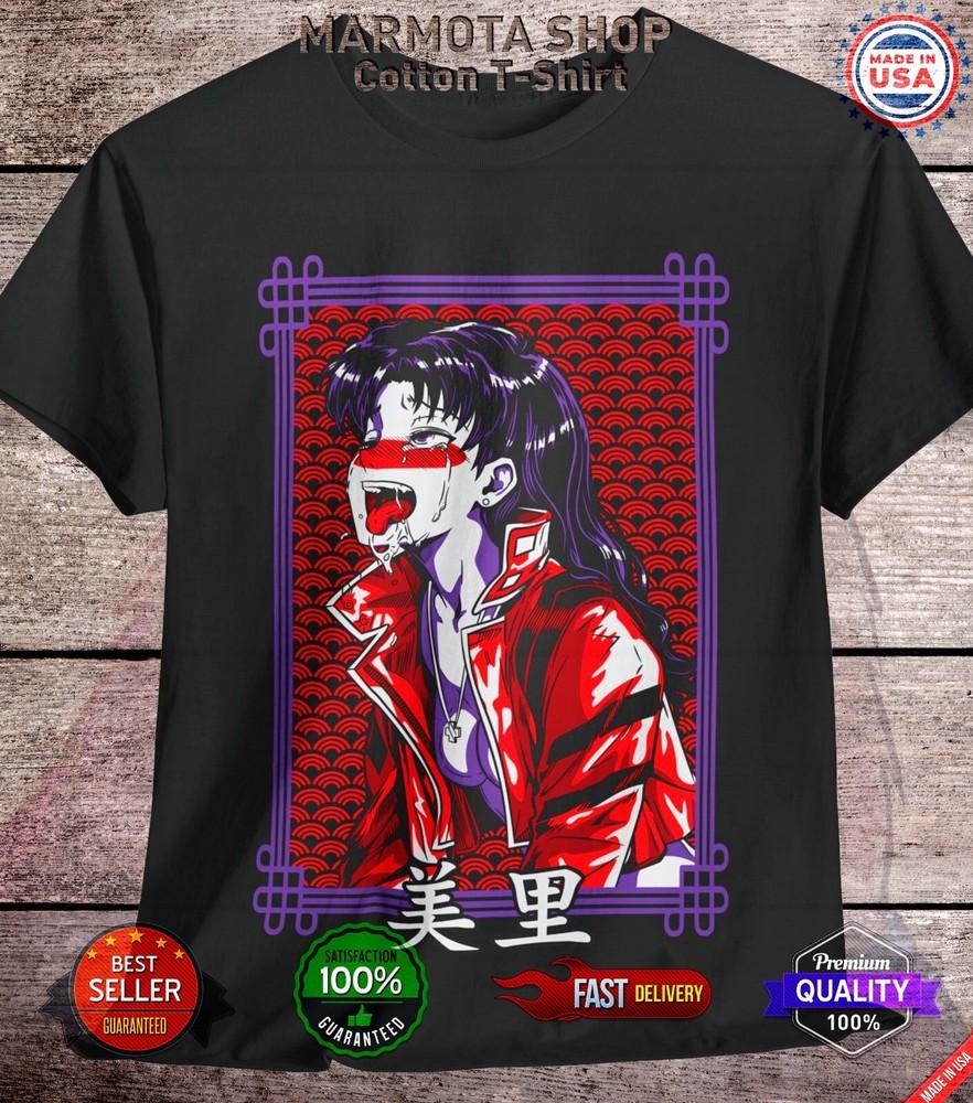 

Misato Neon Genesis Evangelion Shirt Waifu Ecchi Sexy Anime Tee T-Shirt Japanese 4XL
