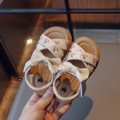 Süße Kindersandalen Mädchen Sommer Schleife Mode Kinder Stickerei Strandschuhe Mode Vielseitig Kleinkinder Lässige Flache Sandalen
