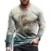 Vintage Men's Long Sleeve T Shirt 3D Navigation Sailing Ship Print Shirt Graphic T Shirt Clothing Sleeve Tops Men Streetwear