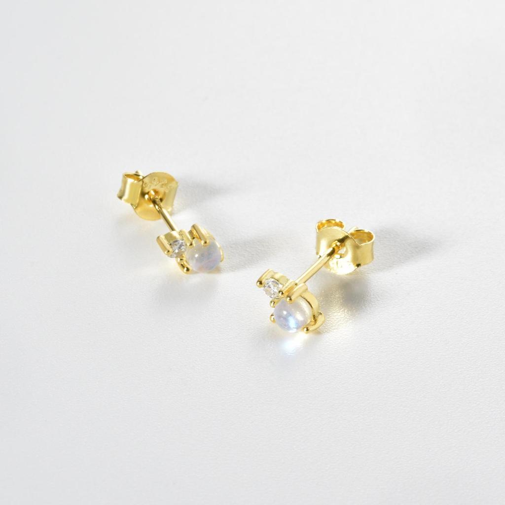 ANDYWEN 925 Sterling Silber Gold Mondstein Edelsteine Stud Ohrring Kristall Luxus Piercing Pendientes Frauen Hochzeit Feine Juwelen