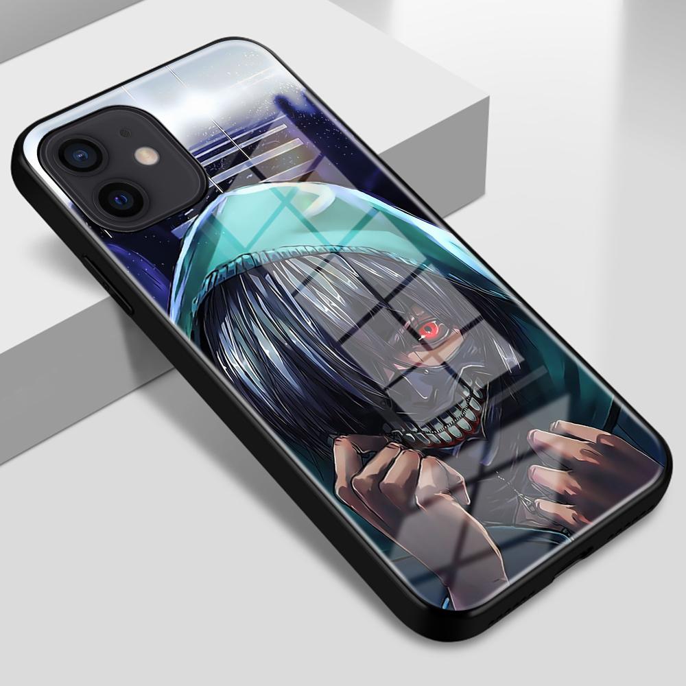 For iPhone 6 6S 7 8 14 Plus X XR XS 11 12 13 14 Pro Max SE2020 Tempered Glass Anti-Fall Anime Tokyo Ghoul Case