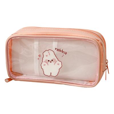 Transparent Pencil Case Cute Cartoon Pattern Large Capacity Waterproof PVC Pen Case Pencil Storage