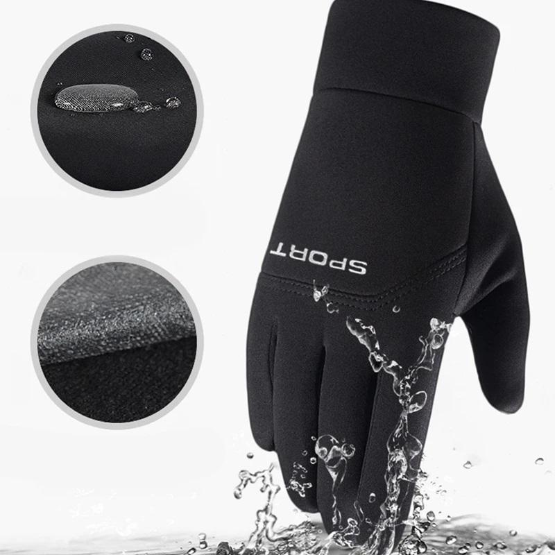 Winter Cycling Gloves for Unisex Fleece Lining Waterproof Touch Screen Compatible Outdoor Fishing Portable Full-finger Gloves