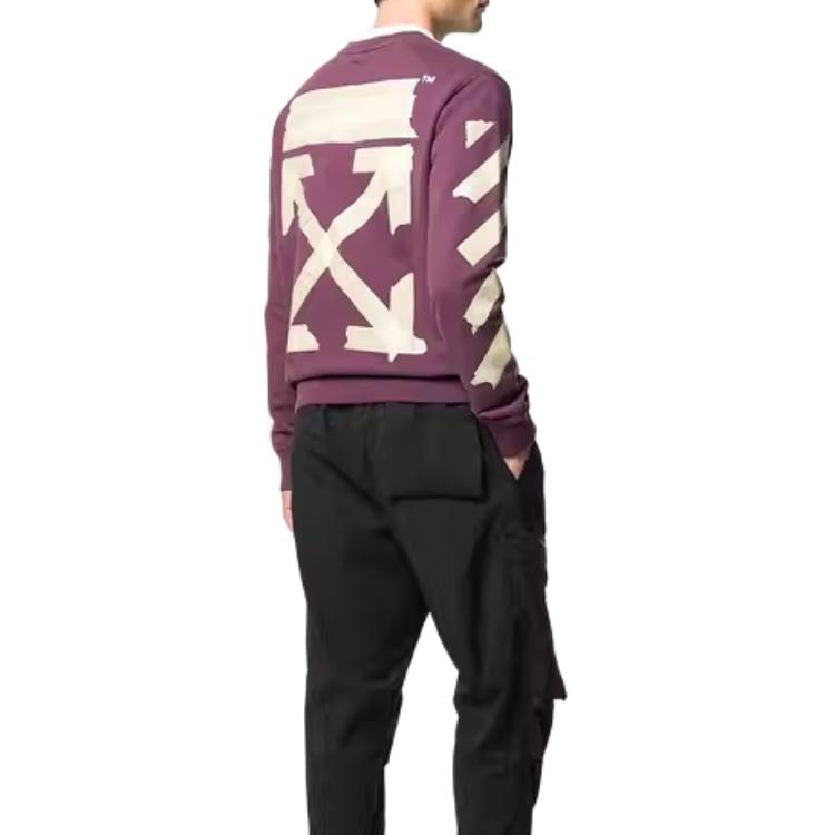 OFF-WHITE Diagonal Tape Arrows Crew Sweatshirt Purple Men Streetwear OMBA025R20E30002B248