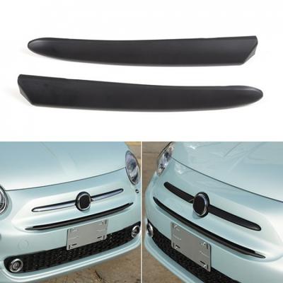 Bandeau de moulure de calandre supérieure de pare-chocs avant en ABS Noir Mat Pour Fiat 500 2016-24