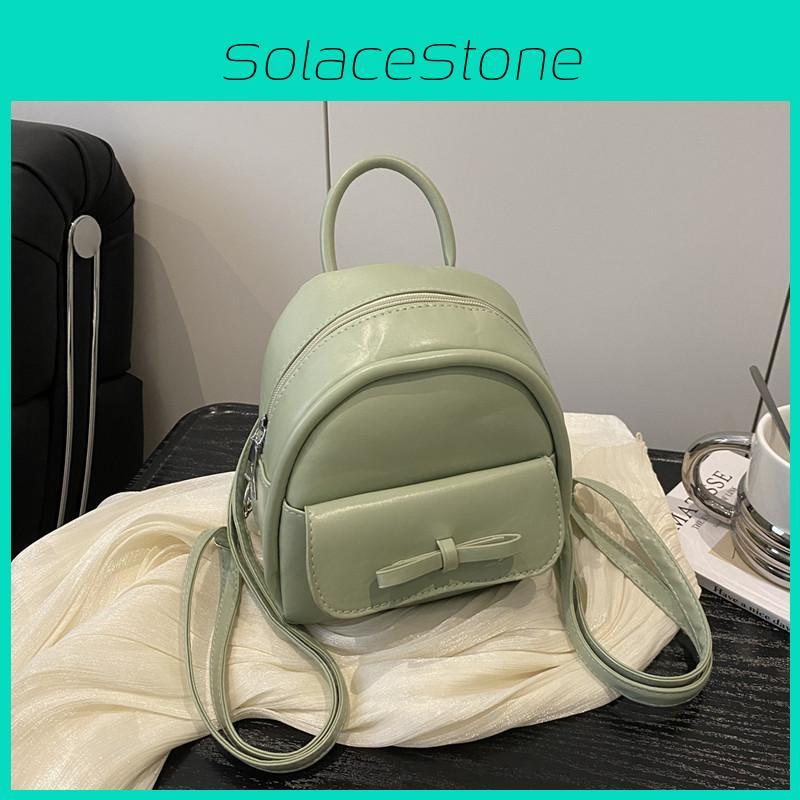 Color Solid Elegant Bow Small Designer Backpack Sewed Details Daily Bags Wear