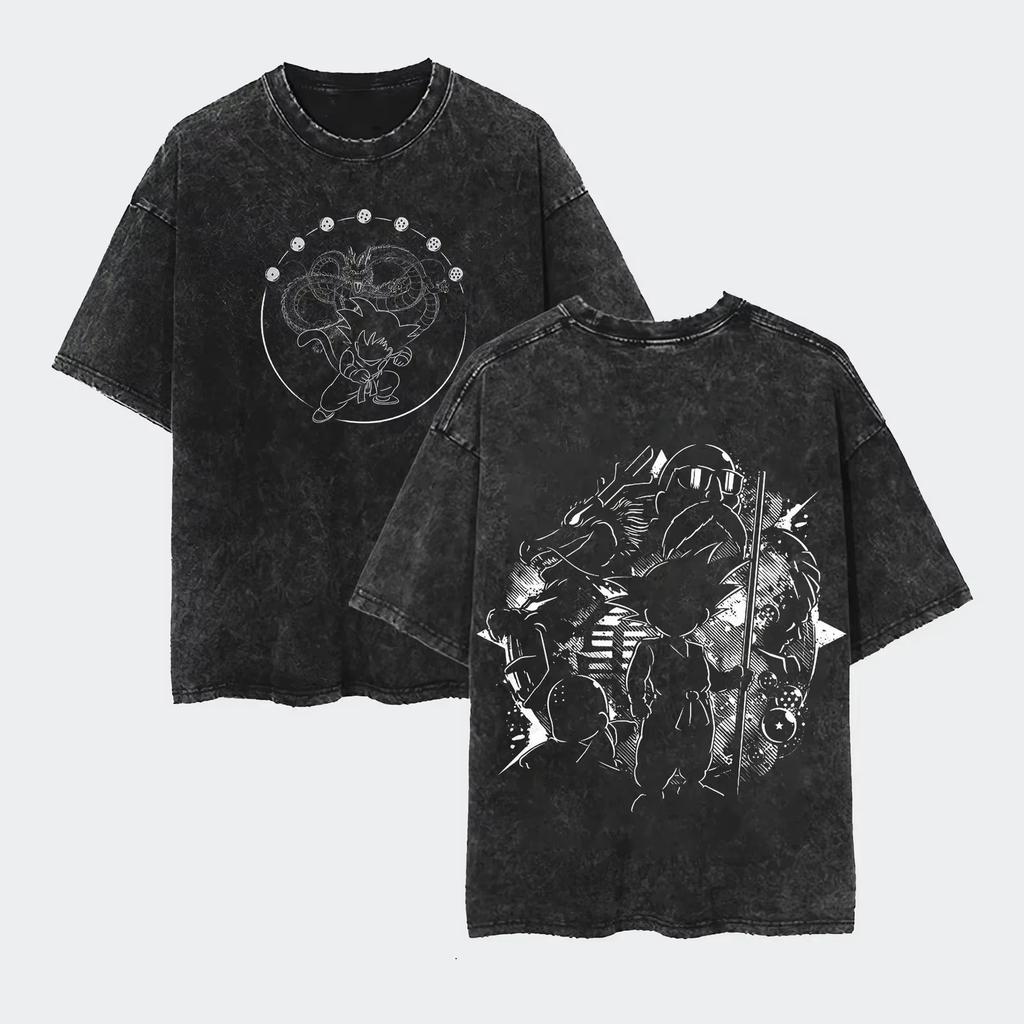 Dragon Ball Son Goku Majin Buu Washed T Shirt Summer New Anime Vintage Mens Women Cotton Streetwear Casual Top