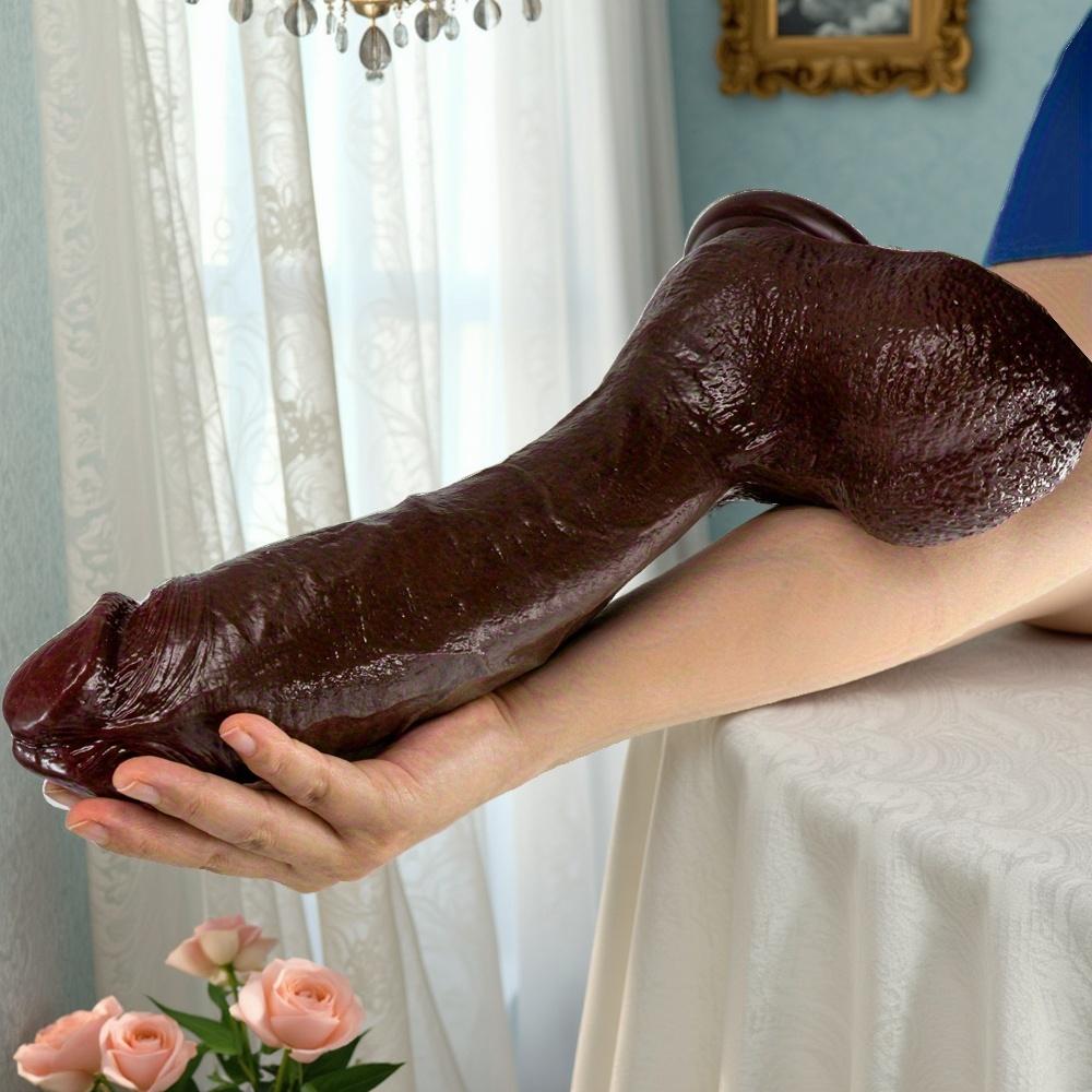 10.43" Dick Weich Realistisch Schwarz Dildo – Groß Lebensnah Penis Sexspielzeug, Flexibles Silikon mit Adern & Starker Saugfuß für G-Punkt & Anale Lust