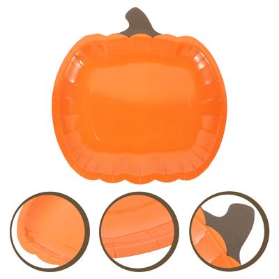10 Pcs Halloween Pumpkin Paper Plates Cake Decorations Multi-function Dinner Party Supplies Candy Delicate