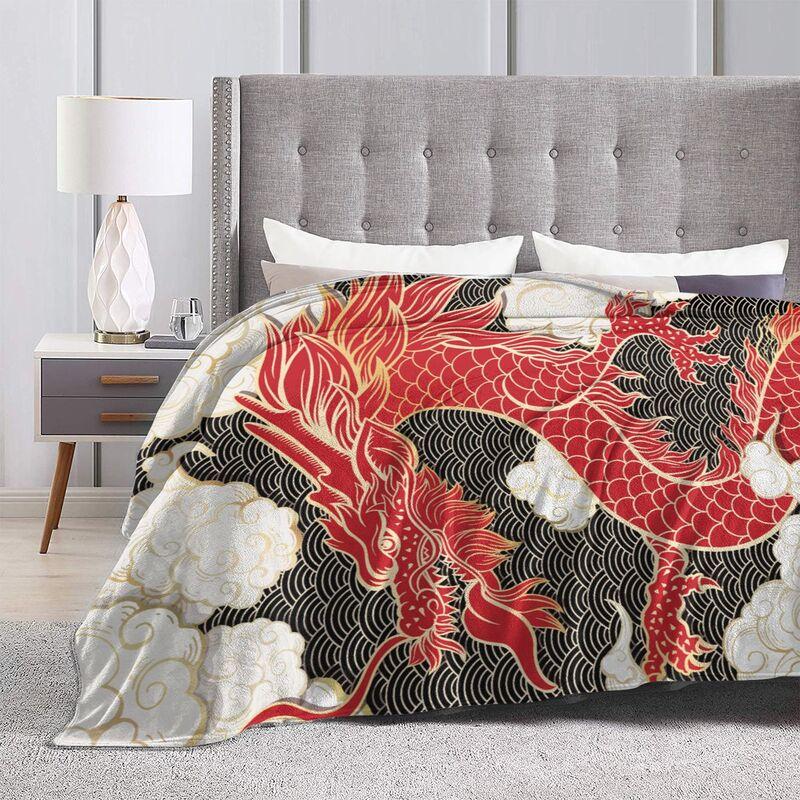 Custom Chinese Dragon Flannel Fleece Blanket Lightweight Blanket Soft Warm Cozy Fuzzy Throw Blanket for Bed Sofa Travel