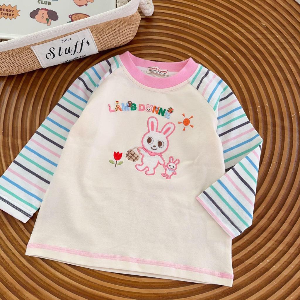 Kids' Raglan Stripe Long-Sleeve Cartoon T-Shirt - Boys' Round Neck Base Layer 2026