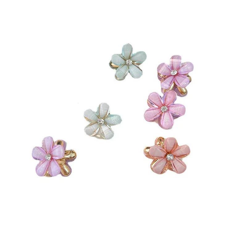 10pcs Crystal Flower Hair Clip Rhinestone Alloy Hair Clip Suitable For Sweet Summer Side Clip Hairstyle Accessories For Girls