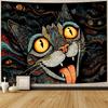 Colorful and Unique Cat Theme Digital Printing Polyester Wall Hanging Tapestry Decorative Living Room Bedrooms Background Gift