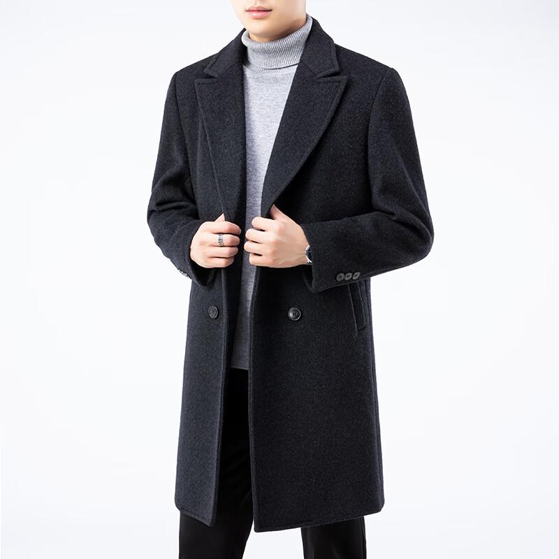 Firstview Men's Urban Casual Mid-Length V-Neck Wool Blend Overcoat FV24D1139