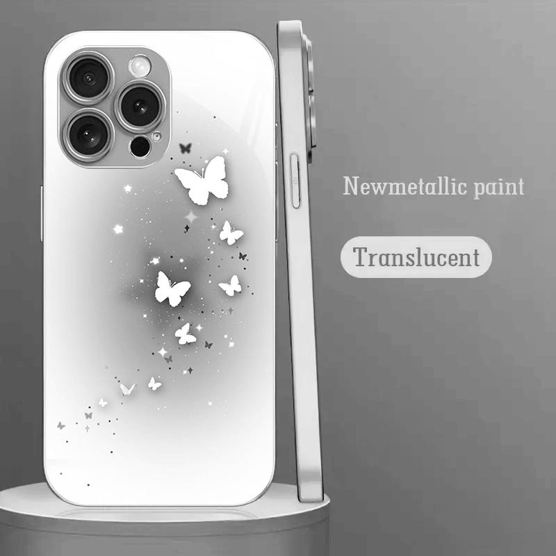 

Dreamy Butterfly Pattern Tempered Glass Phone Case Suitable for iPhone 17 16 15 14 13 12 11 Pro/Max/Plus Anti Drop For iPhone 11PROMAX