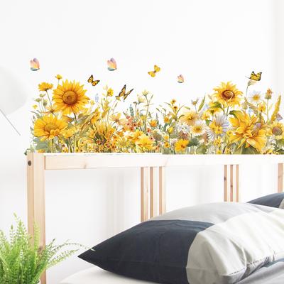 Sonnenblumen Selbstklebende Wandwinkel Aufkleber für Heimdekoration DIY Schlafzimmer Wohnzimmer Hintergrundwand Dekoration