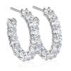 Huitan Versatile Women Hoop Earrings Full Shining Round CZ Fashion Elegant Party Daily Accessories Simple Zircon for Wedding