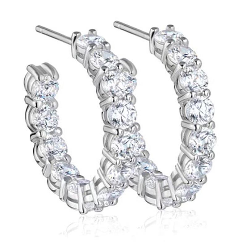 

Huitan Copper Color Hoop Earrings Inlaid Shiny Cubic Zirconia For Women Wedding Party Engagement Versatile Trendy Accessories