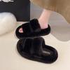 Wool slippers women wear new trendy women's shoes in autumn, one-line platform plush cotton slippers for women