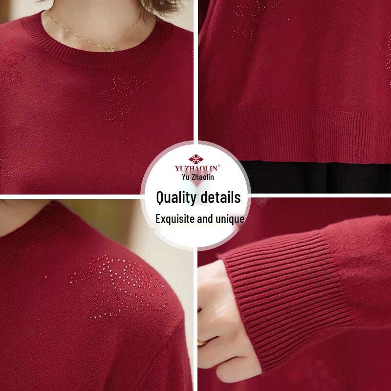 YUZHAOLIN Women's Mid-Aged Knitted Pullover Sweater