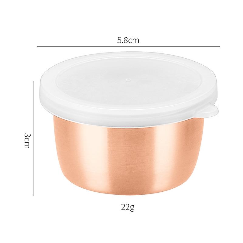 304 Stainless Steel 40ml Condiment Dish with Plastic Lid, Leak-proof Sauce Cup, Simple Ins Style Dipping Dish