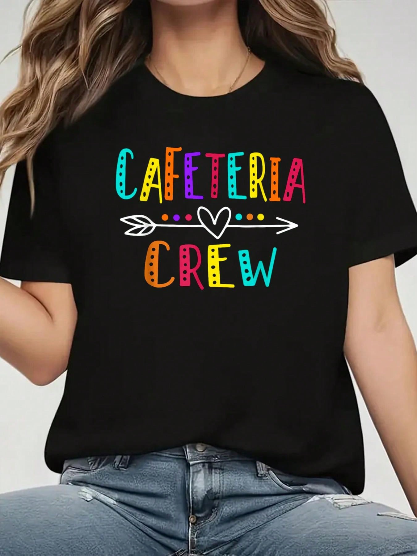 Cafeteria Crew Colorful Hearts Arrow Graphic T-shirt M