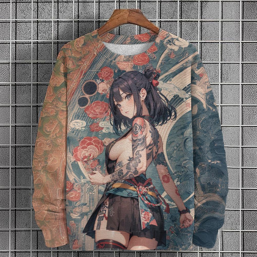 Hanorac pentru bărbați cu imprimeu cu caractere de anime Moda de toamnă Îmbrăcăminte pentru bărbați Top Hanorace casual pentru bărbați Tricou cu mânecă lungă Îmbrăcăminte de stradă