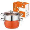 Le Chu He Li 24cm Orange Thickened Stainless Steel Soup Steamer Pot