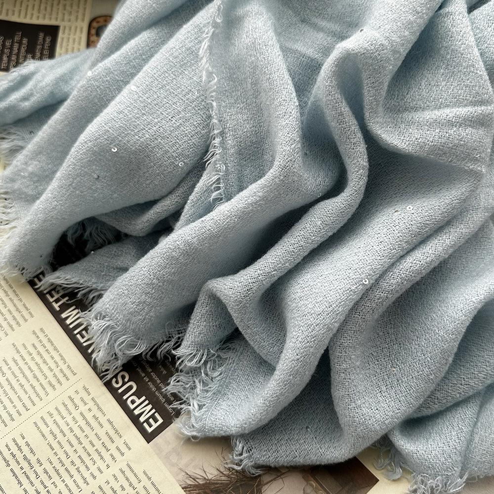 Source Retro dirty dyed sequined acrylic scarf women's four seasons are easy to match medium and long soft headscarf fringed shawl